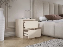 Sale Mesilla de noche de pie con dos cajones – 45 × 36 × 36 cm – color: cachemira Beige
