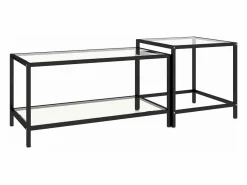 Outlet Clicnbuy Mesita de centro 2 piezas vidrio templado Transparente