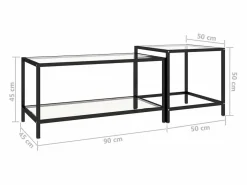 Outlet Clicnbuy Mesita de centro 2 piezas vidrio templado Transparente