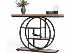 Clearance Tribesigns Mesita de entrada de 4 niveles detrás del sofá, mesita de salón estilo farmhouse de 105 cm para el salón, mesita de entrada para el vestíbulo Marru00f3n