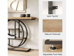 Clearance Tribesigns Mesita de entrada de 4 niveles detrás del sofá, mesita de salón estilo farmhouse de 105 cm para el salón, mesita de entrada para el vestíbulo Marru00f3n