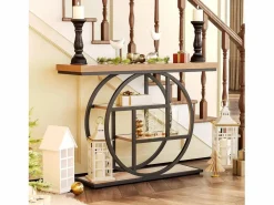 Clearance Tribesigns Mesita de entrada de 4 niveles detrás del sofá, mesita de salón estilo farmhouse de 105 cm para el salón, mesita de entrada para el vestíbulo Marru00f3n