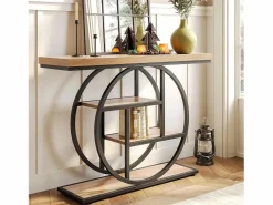 Clearance Tribesigns Mesita de entrada de 4 niveles detrás del sofá, mesita de salón estilo farmhouse de 105 cm para el salón, mesita de entrada para el vestíbulo Marru00f3n