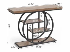 Clearance Tribesigns Mesita de entrada de 4 niveles detrás del sofá, mesita de salón estilo farmhouse de 105 cm para el salón, mesita de entrada para el vestíbulo Marru00f3n