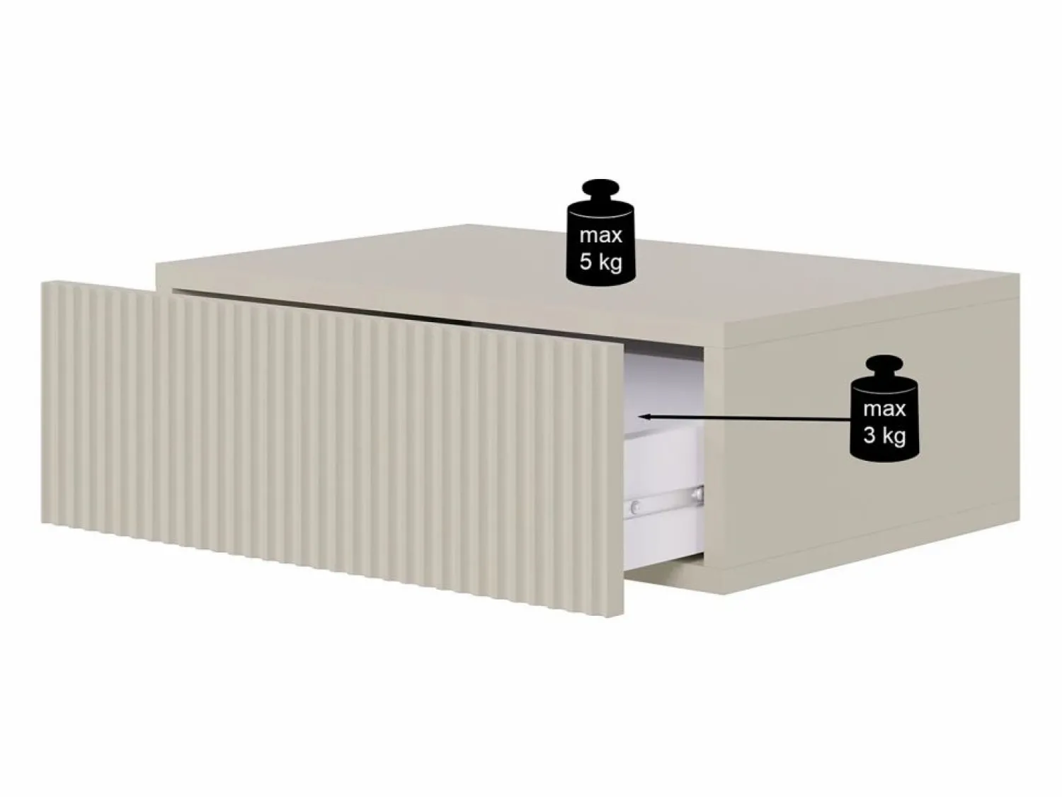 Best Mesita de noche - 50 cm - suspendida - gris-beige - VELDIO Mesita De Noche