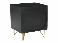New Vente-unique Mesita de noche 1 cajón 1 estante madera de mango metal color negro y dorado - BELORI Negro / Dorado