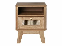 Hot Mesita de Noche 1 Cajón con Frente de Ratán y 1 Nicho L39 cm - PALMO Mesita De Noche