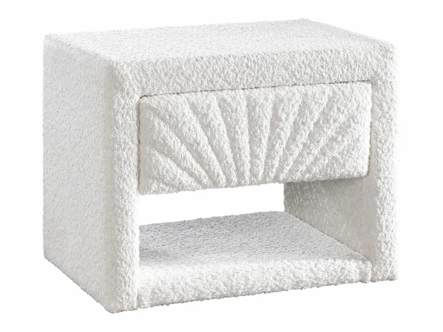Vente-unique Mesita de noche 1 cajón y 1 hueco de tejido bouclé - ULAMI