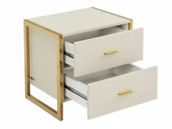 Vente-unique Mesita de noche 2 cajones en MDF en color y dorado - OMBRELIA de Pascal Morabito