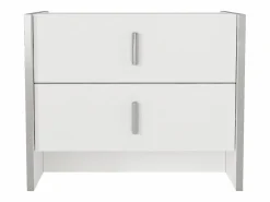 Vente-unique Mesita de noche Art Déco con 2 cajones, blanca - CADEBA Blanco