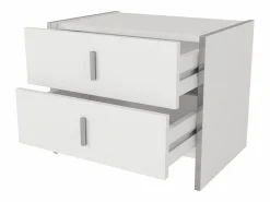 Vente-unique Mesita de noche Art Déco con 2 cajones, blanca - CADEBA Blanco