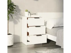 Discount Mesita de noche blanca 40x36x65 cm Mesita De Noche