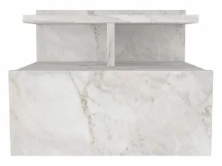 Vente-unique Mesita de noche colgante con 1 cajón y 1 estante efecto mármol - AZELNO