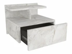 Vente-unique Mesita de noche colgante con 1 cajón y 1 estante efecto mármol - AZELNO