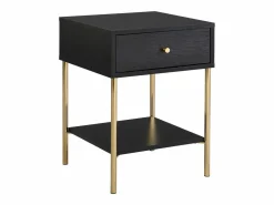 Best Vente-unique Mesita de noche con 1 cajón MDF y metal en color negro y dorado - MILAVIA Negro / Dorado