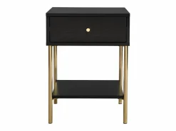 Best Vente-unique Mesita de noche con 1 cajón MDF y metal en color negro y dorado - MILAVIA Negro / Dorado