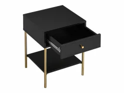 Best Vente-unique Mesita de noche con 1 cajón MDF y metal en color negro y dorado - MILAVIA Negro / Dorado