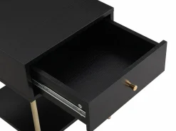 Best Vente-unique Mesita de noche con 1 cajón MDF y metal en color negro y dorado - MILAVIA Negro / Dorado
