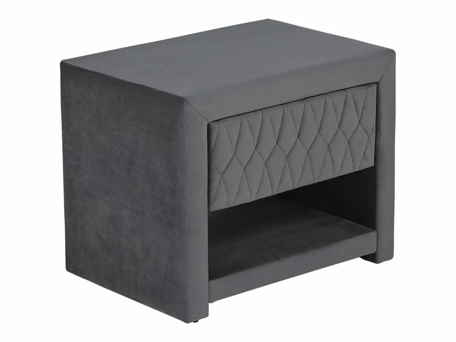 Clearance Vente-unique Mesita de noche con 1 cajón y 1 hueco, Terciopelo gris - DANIELE Gris antracita