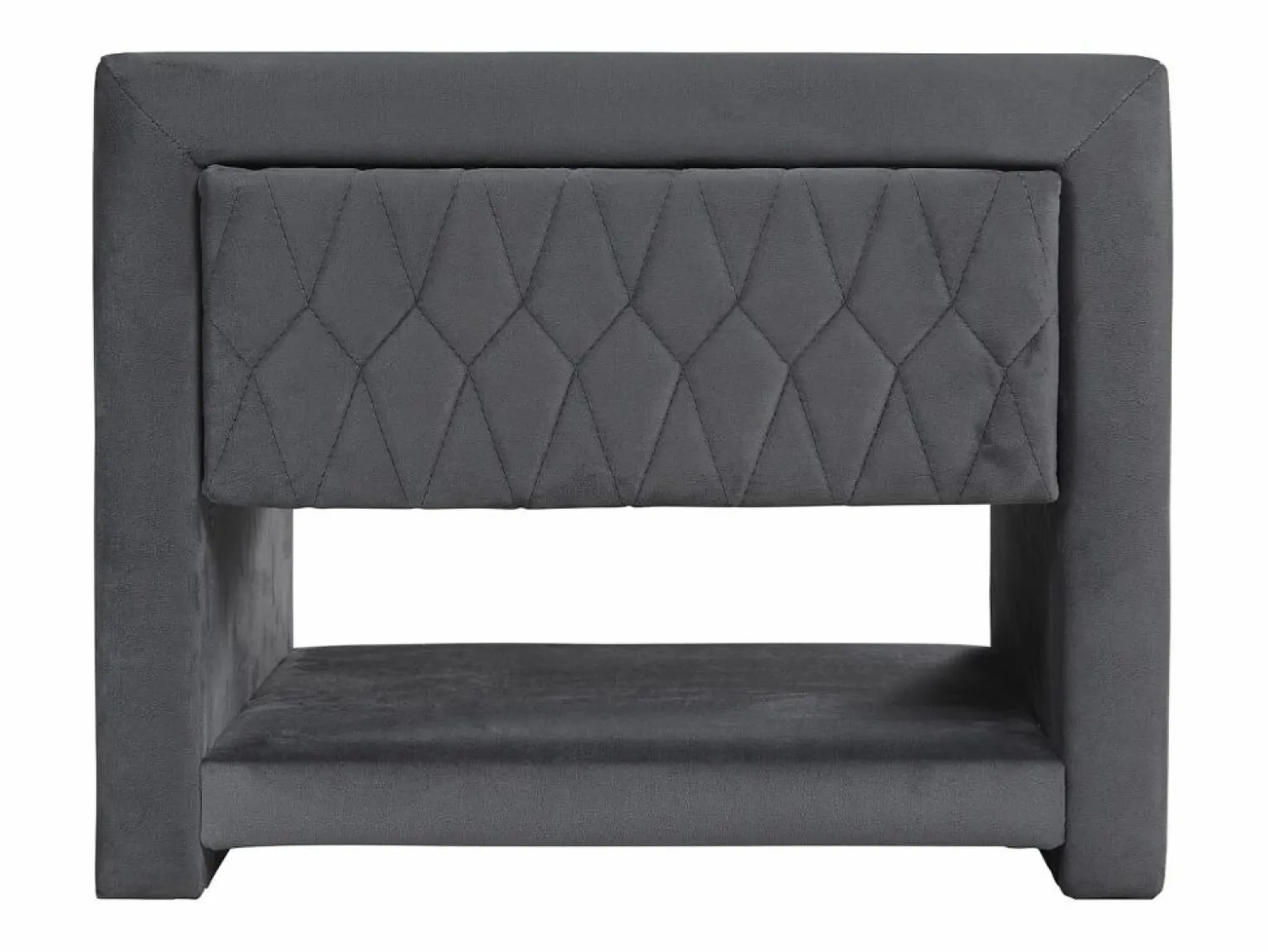 Clearance Vente-unique Mesita de noche con 1 cajón y 1 hueco, Terciopelo gris - DANIELE Gris antracita
