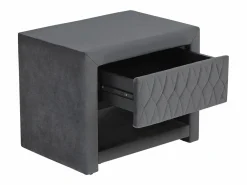 Clearance Vente-unique Mesita de noche con 1 cajón y 1 hueco, Terciopelo gris - DANIELE Gris antracita