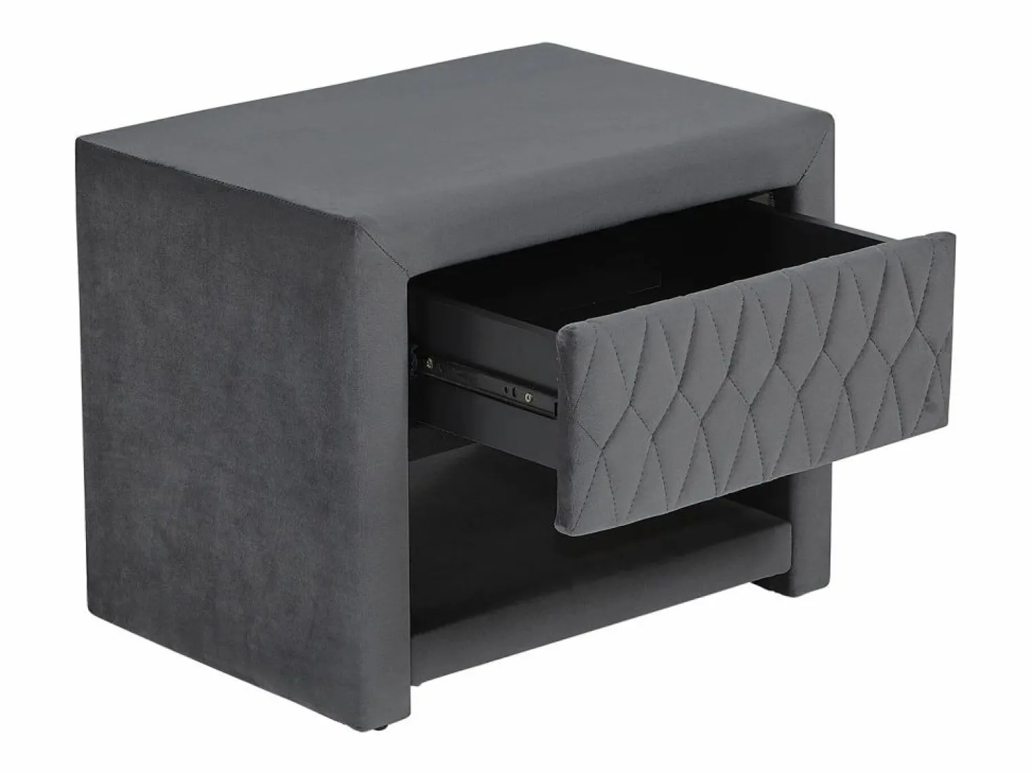 Clearance Vente-unique Mesita de noche con 1 cajón y 1 hueco, Terciopelo gris - DANIELE Gris antracita