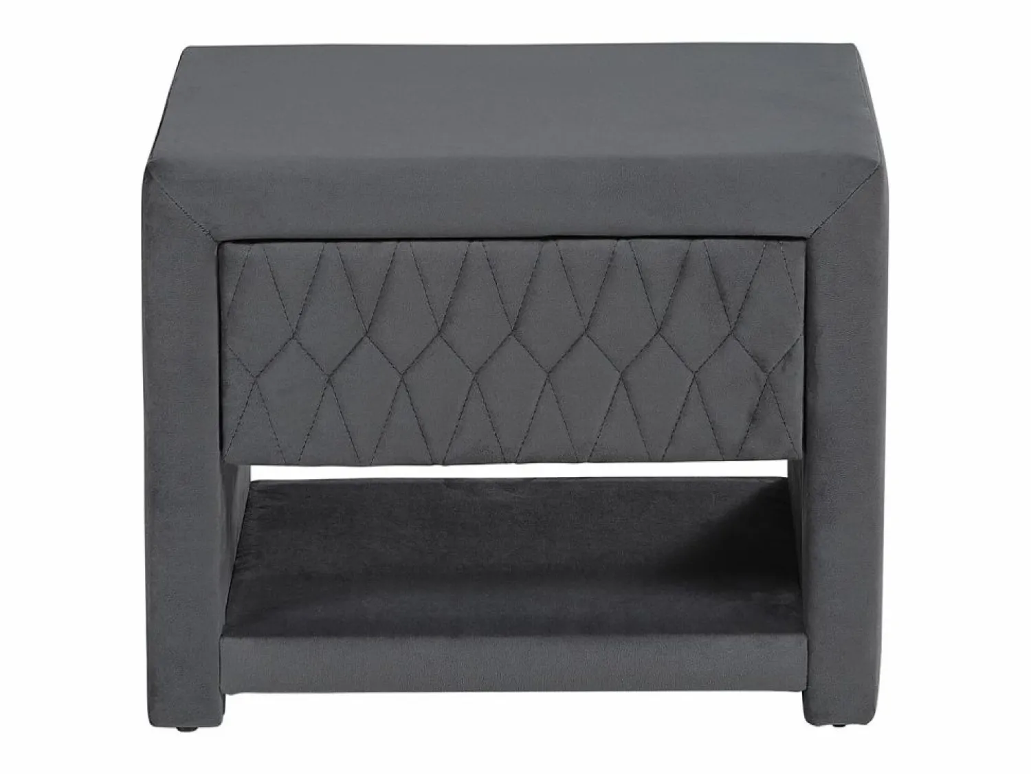 Clearance Vente-unique Mesita de noche con 1 cajón y 1 hueco, Terciopelo gris - DANIELE Gris antracita