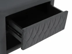 Clearance Vente-unique Mesita de noche con 1 cajón y 1 hueco, Terciopelo gris - DANIELE Gris antracita