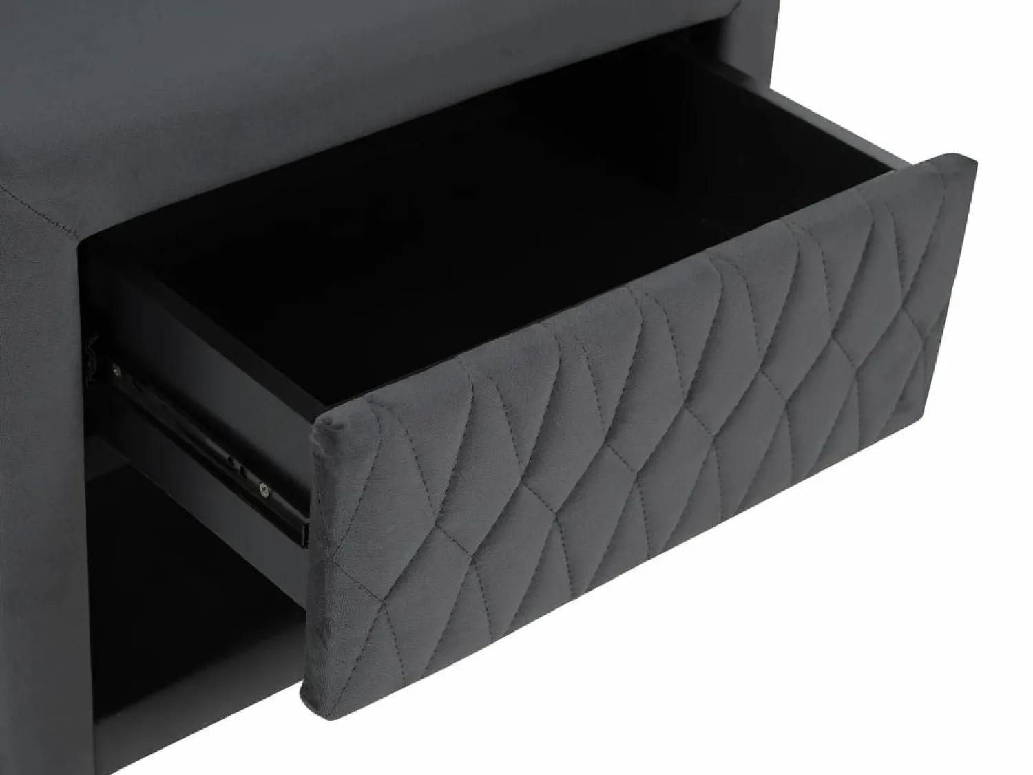 Clearance Vente-unique Mesita de noche con 1 cajón y 1 hueco, Terciopelo gris - DANIELE Gris antracita