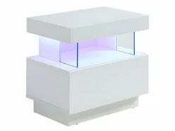 Online Vente-unique Mesita de noche con 1 cajón y 1 hueco con LED, MDF lacado - FABIO II Blanco