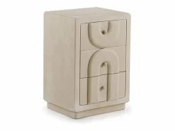 Discount Mesita de noche con 3 cajones de poliresina cemento blanco Camel