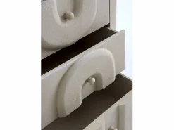 Discount Mesita de noche con 3 cajones de poliresina cemento blanco Camel