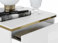 Clearance Mesita de noche con 2 cajones brillante y dorado - VUKIA de Pascal Morabito Mesita De Noche
