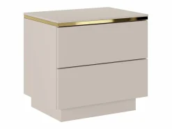 Outlet Vente-unique Mesita de noche con 2 cajones y dorado - VUKIA Beige
