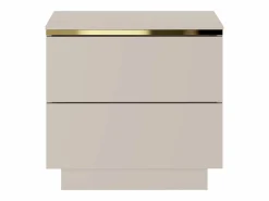 Outlet Vente-unique Mesita de noche con 2 cajones y dorado - VUKIA Beige