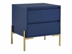 Outlet Mesita de noche con 2 cajones de MDF y metal en color lacado y dorado - KORASA Mesita De Noche