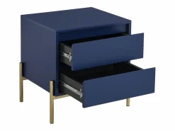 Outlet Mesita de noche con 2 cajones de MDF y metal en color lacado y dorado - KORASA Mesita De Noche