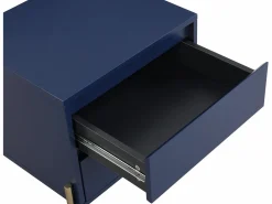 Outlet Mesita de noche con 2 cajones de MDF y metal en color lacado y dorado - KORASA Mesita De Noche