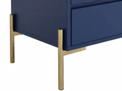 Outlet Mesita de noche con 2 cajones de MDF y metal en color lacado y dorado - KORASA Mesita De Noche