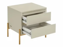 Outlet Mesita de noche con 2 cajones de MDF y metal y dorado - KORASA de Pascal Morabito Mesita De Noche
