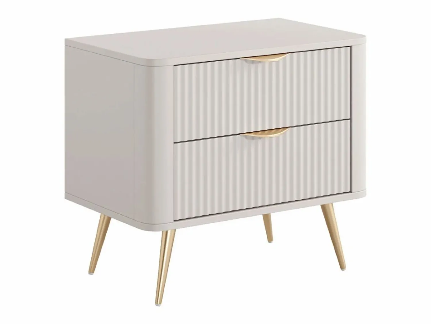Sale Vente-unique Mesita de noche con 2 cajones en y dorado - ELONARIA de Pascal Morabito Beige