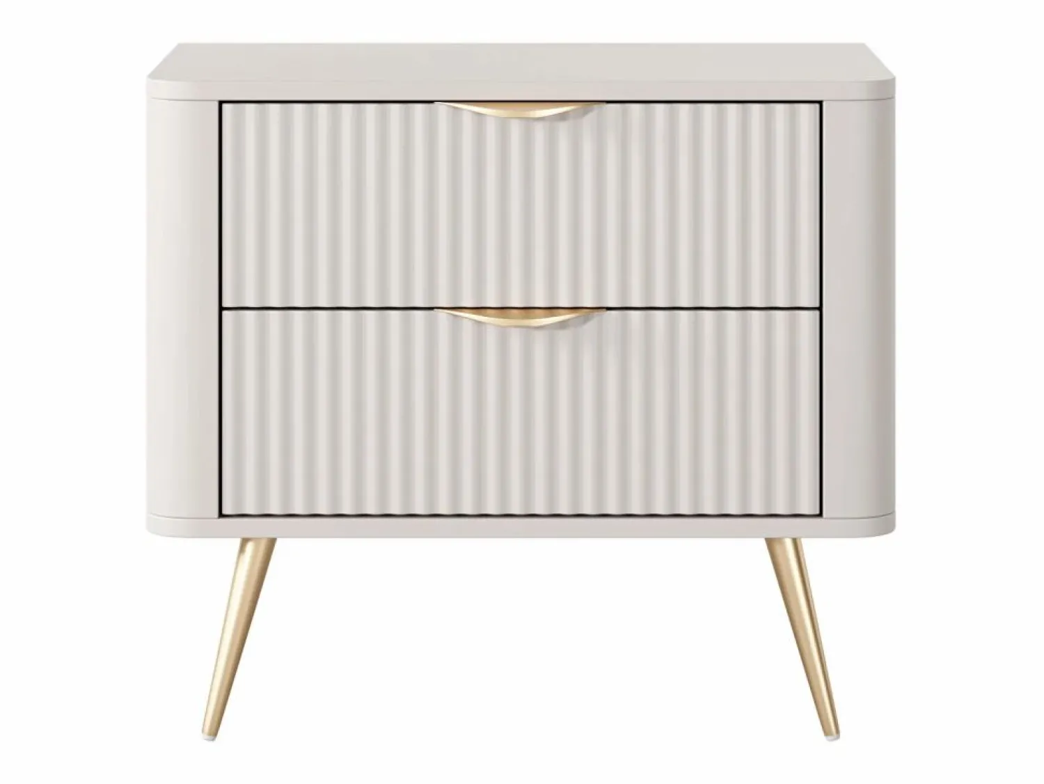 Sale Vente-unique Mesita de noche con 2 cajones en y dorado - ELONARIA de Pascal Morabito Beige