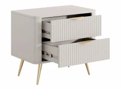 Sale Vente-unique Mesita de noche con 2 cajones en y dorado - ELONARIA de Pascal Morabito Beige