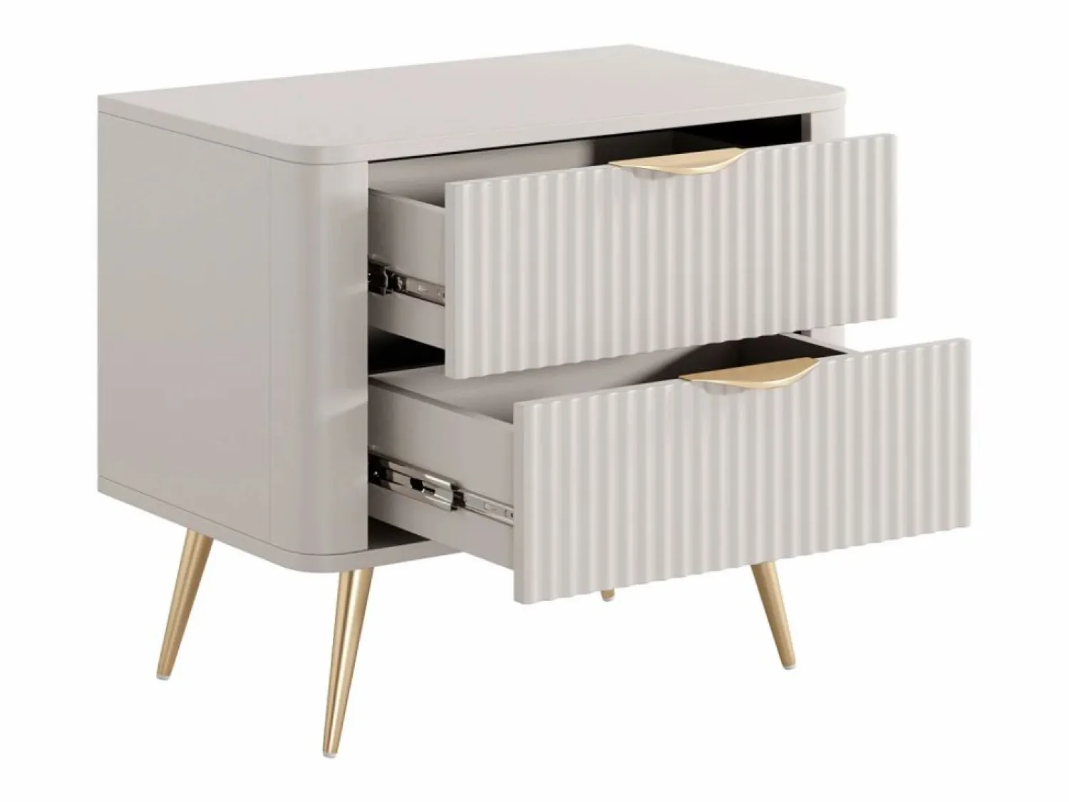 Sale Vente-unique Mesita de noche con 2 cajones en y dorado - ELONARIA de Pascal Morabito Beige