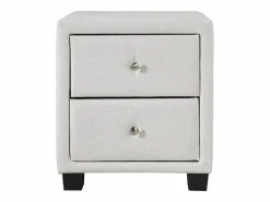 Best Vente-unique Mesita de noche con 2 cajones tela - PICHONIA Marfil