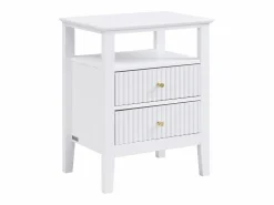 Discount Vente-unique Mesita de noche con 2 cajones y 1 estante de MDF - NIRIVA Blanco
