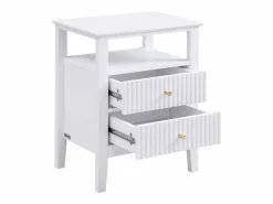 Discount Vente-unique Mesita de noche con 2 cajones y 1 estante de MDF - NIRIVA Blanco
