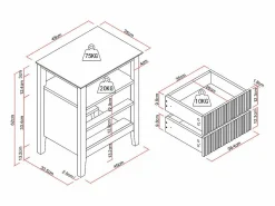 Discount Vente-unique Mesita de noche con 2 cajones y 1 estante en MDF - NIRIVA Beige