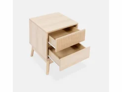 Outlet Mesita de noche con efecto madera, 2 cajones madera clara Mesita De Noche