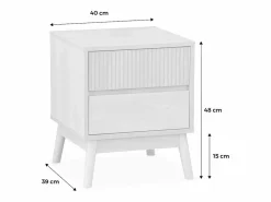 Outlet Mesita de noche con efecto madera, 2 cajones madera clara Mesita De Noche